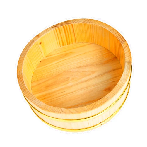YARNOW Sushi Rice Mixing Tub, Wooden Sushi Rice Bowl, Japanese Sushi Bucket (7.9 Inch, Khaki)