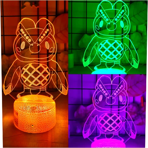 Mzcyfuy Animal Crossing 3D Night Light, 16 Color Changing Cartoon USB Desk Lamp Illusion Lighting with Remote Control for Home Decor Gift for Kids (Owlette)
