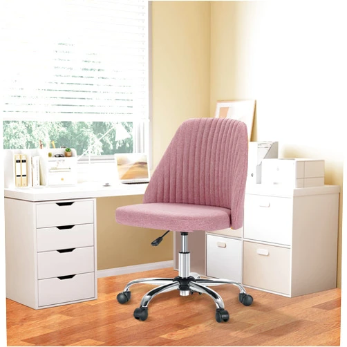 NEWBULIG Armless Desk Chair with Comfortable Fabric Cover,Modern Home Office Chairs with Swivel Wheels for Computer Task Chairs Cute Vanity Chairs Adjustable Height for Living Room,Bed Room,Conference Office