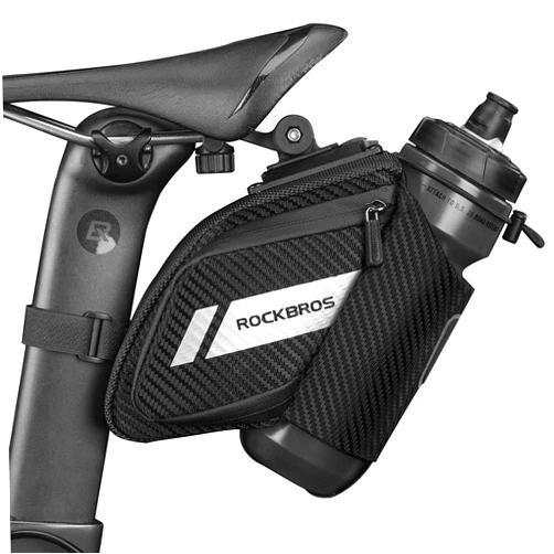 ROCKBROS Bike Saddle Bag Bike Seat Bag with Water Bottle Holder Bicycle Bag Under Seat Waterproof for Road Bike
