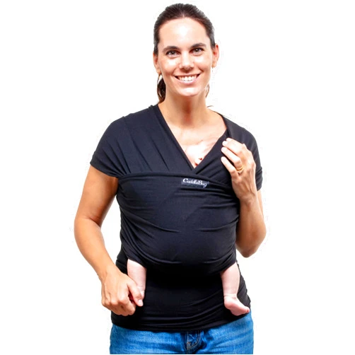 Cuddlebug Baby Wrap - Hands-Free Baby Carrier Wrap - Soft & Stretchy Baby Wraps Carrier - Baby Carrier Newborn to Toddler 7-35 lbs - One-Size-Fits-All Baby Holder Wrap - Hip-Healthy Wrap (Black)