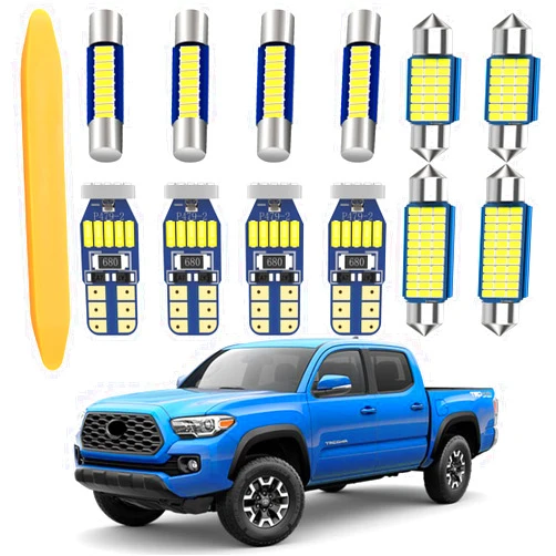 WEIMELTOY LED Interior Light Kit Package for Toyota Tacoma 2005-2021 Interior Map Dome Lights + Vanity Mirror Lights + License Plate Lights + Install Tool (12pcs LED bulbs total)