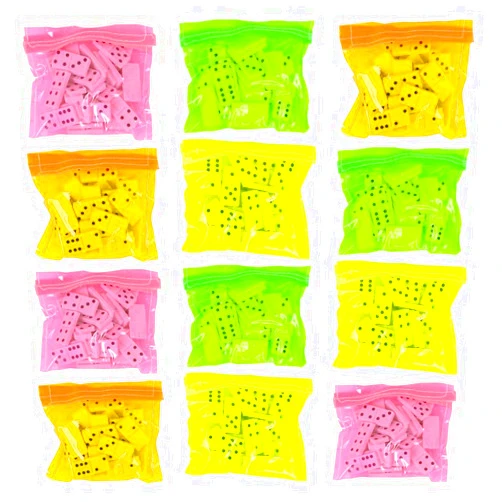 ArtCreativity Domino Game Set - Pack of 12 - Each Domino Set Includes 28 Pieces Per Neon Pink, Yellow, Green and Orange Bags - Great School, Carnival Prizes - Awesome Party Favor - Fun Game for Kids