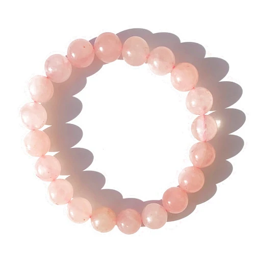 Joyfulmuze Rose Quartz Stretch Bracelet, Brings Unconditional Love Romance Passion, Pink Stone Heart Chakra, Handmade Jewelry Gift for Her and Him, (Rose-Quartz)