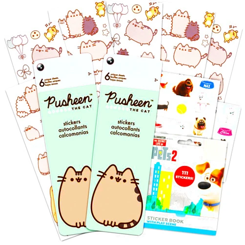 Pusheen Cat Sticker Bundle Pusheen Party Favors - 100+ Pusheen Sticker Pack Stickers for Walls Cars Laptops Water Bottles with Puppies Stickers (Pusheen The Cat Party Supplies School Supplies)