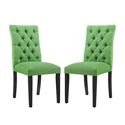 America Luxury - Chairs Modern Contemporary Urban Design Dining Kitchen Room Side Chair, Set of Two, Fabric, Green