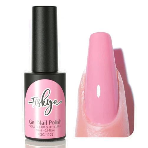 Fiskya Gel Nail Polish Hot Pink Color Soak Off UV LED 10ml Gel Polish Nail Art DIY Home Manicure