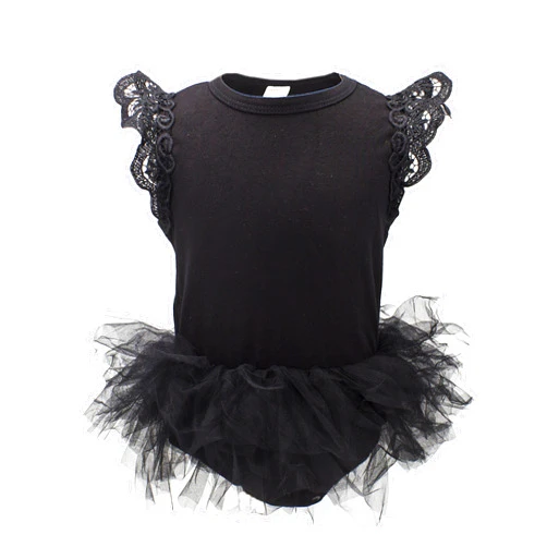 stylesilove.com Baby Girl Long/Cap Sleeve Ruffle Cotton Romper with Tulle Tutu Skirt