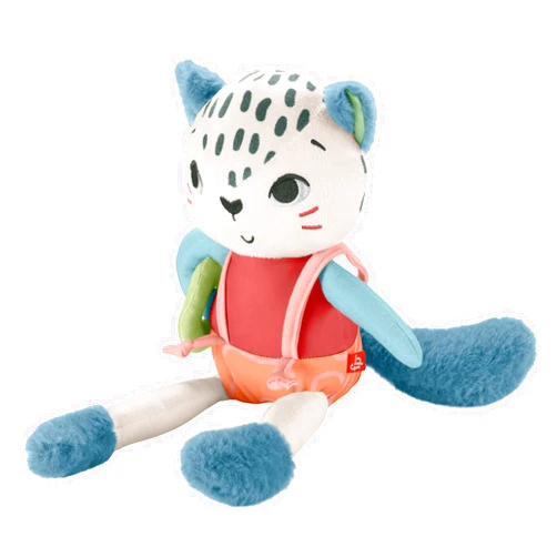 Fisher-Price Baby Toy Planet Friends Spotting Fun Snow Leopard Plush with Sensory Activities for Newborns Ages 3+ Months