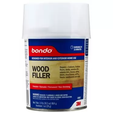 Bondo Home Solutions Wood Filler, Sandable in 15 min, 1.9 lbs with 1 oz Hardener