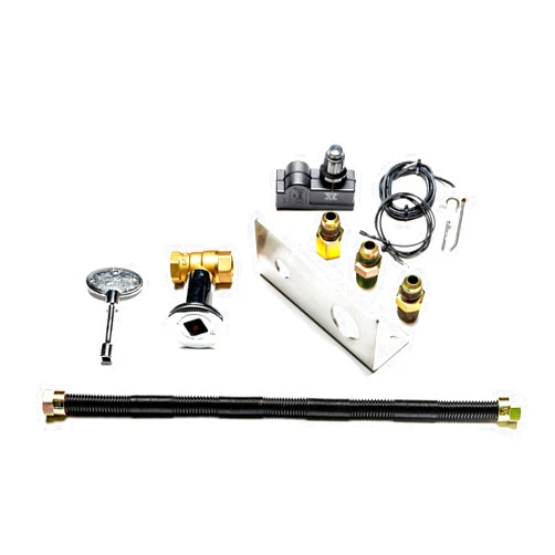 Dreffco Fire Pit Gas Burner Connection Kit- Complete with 1/2 inch Non-Whistle Flex Line, Matched Ball Valve, and Spark Ignition Kit Including Stainless Mounting Plate