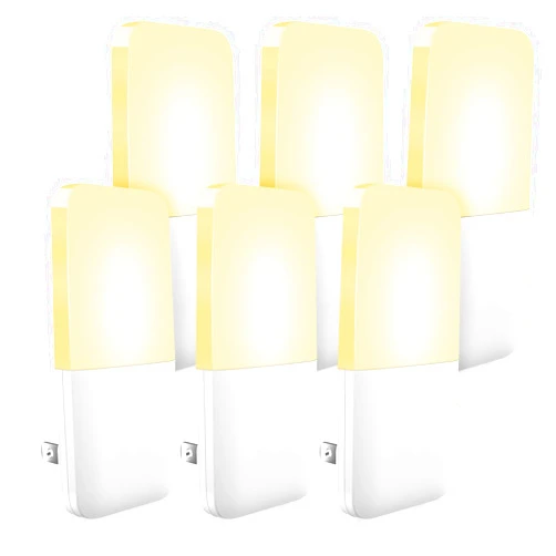 MAZ-TEK Plug in Night Light, Warm White LED Nightlights with Smart Dusk to Dawn Sensor for Kids, Nursery, Ideal for Bedroom, Bathroom,Hallway, Stairs, Kitchen, 6 Pack