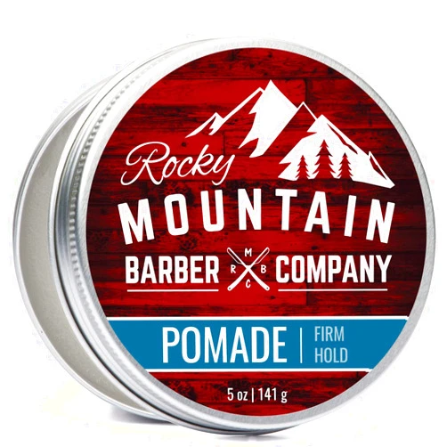 Rocky Mountain Barber Company Pomade for Men - 5 oz Tub Classic Styling Product with Strong Firm Hold for Side Part, Pompadour & Slick Back Looks – High Shine & Easy to Wash Out – Water Based