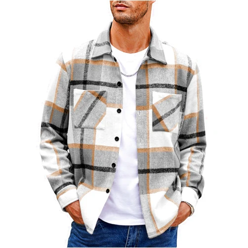 COOFANDY Men's Flannel Shirts Casual Button Down Plaid Shirt Jacket Long Sleeve Fleece Shacket with Pockets