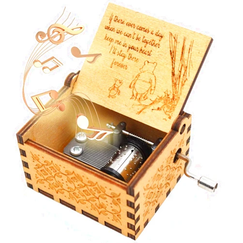 ukebobo Wooden Music Box - The Pooh Saying Music Box, Gift for Friend, Cousins, BFF, New Year's Gifts, 1 Set
