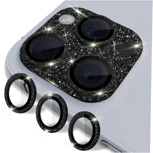 TechTok Bling Camera Lens Protectors Compatible with iPhone 15 Pro and iPhone 15 Pro Max UPGRADED 2-Pack Full Bling and 3-Rings Design Sparkly Diamond - Tempered Glass iPhone Lens Protectors