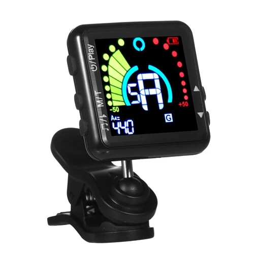 YOVDA Guitar Tuner Rechargeable, Clip On Tuner with LCD Color Display with Guitar, Ukulele, Violin and Chromatic Tuning Modes, Professional Electric Guitar Tuner & Metronome for All Stringed Instruments