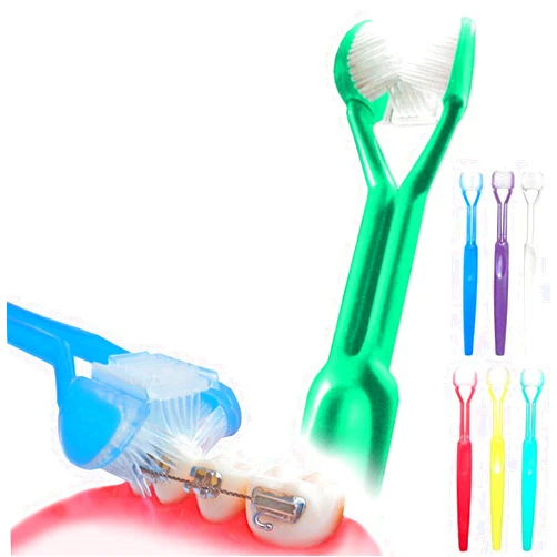 The Original 3-Sided DenTrust Toothbrush. Clincally Proven Superior! 6-PK :: Dentrust 3-Sided Braces Toothbrush :: Clinically Proven Better for Orthodontic's :: Easily Cleans Around Brackets :: Rubber Bands Bracket :: Archwire Retainer Headgear Decalcification