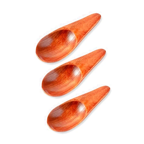WELANGBN 3 Pieces Mini Wooden Spoons, Small Salt Spoon with Short Handle Mini Wood Scoop for Spice Jars Tea Coffee Milk Powder, 2.76 inch, Brown