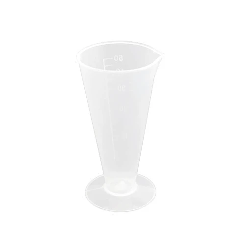 Bettomshin 2Pcs 50ml Metric Plastic Conical Measuring Cup, with Pouring Spout Lab Breaks Household Baking Graduated Beaker for Measuring Flour, Sugar, Vinegar, Sauce, or Other Liquid