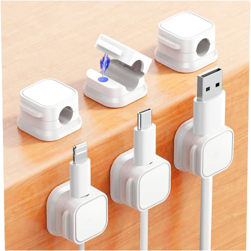 Picozon 6 Pack Magnetic Cable Clip Organizer Cord Holder, Picozon Adhesive Cable Management, Wire Phone USB Charger Cable Holder Keeper Organizer for Car, Office Home Desktop, Wall, Night Table