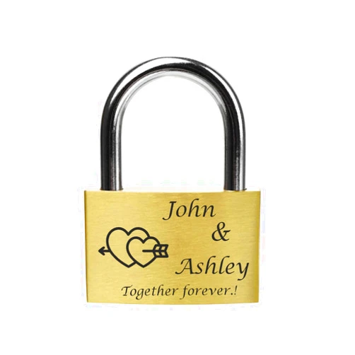 FANSTIK Custom Engraved Padlock (Made in USA) Anniversary, Love Lock for Bridge, Wedding, Personalized Engraved Padlock for You Love L=(40mm/1.57In) x H=(25mm/0.98In) (Love Heart)