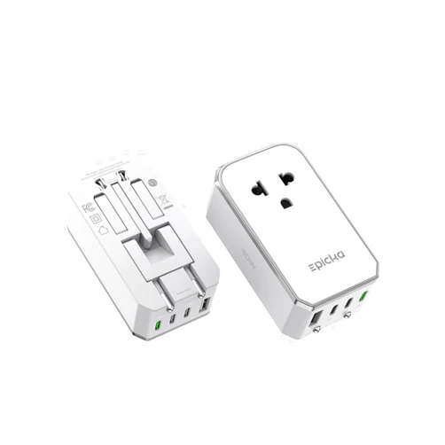 EPICKA Air 40W Universal Travel Adapter, PD Fast Charging International Power Adapter with 1 AC & 4 USB Ports, Worldwide Compact Travel Essentials for USA/EU/UK/AUS(White, Not a Voltage Converter)