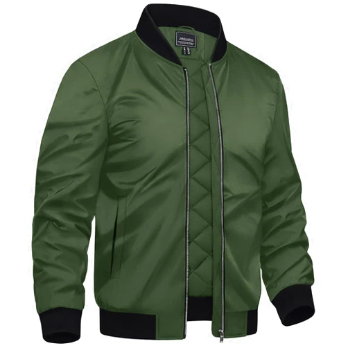 TACVASEN Mens Bomber Jackets Casual Fall Winter Warm Windbreaker Full Zip Windproof Outwear Padded Lined Coats