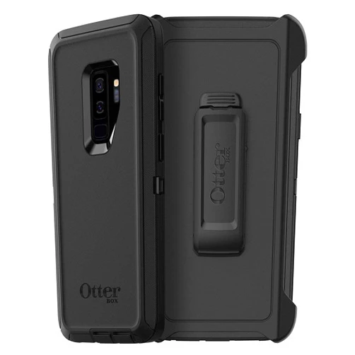 OtterBox Samsung Galaxy S9+ Defender Series Case - BLACK, rugged & durable, with port protection, includes holster clip kickstand