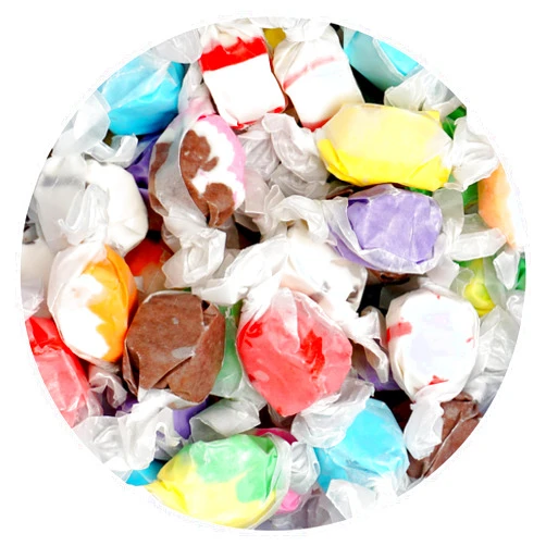 The Hampton Candy Company Salt Water Taffy Assorted Mix, 1 Pound Bulk Bag, 10 Assorted Flavors, Individually Wrapped Taffy Candy