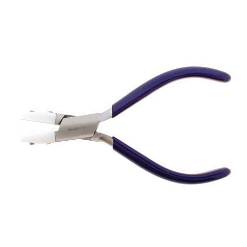 The Beadsmith Non-Marring Double Nylon Jaw Flat Nose Plier, 5.5 inches (140mm), Blue PVC grip, no spring, tool for protecting and straightening wire