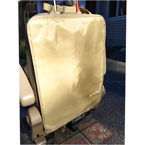 TIKE SMART Premium Kick Mats - Luxury Seat Back Protectors and Seat Covers with Invisible Strap - 2-Pack - Light Tan (Light Beige)