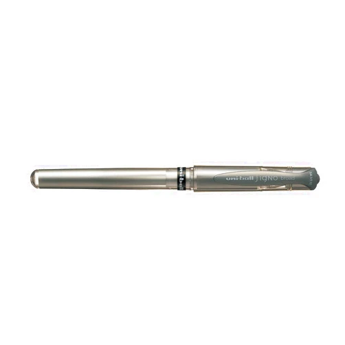 Uni-Ball Uni Ball Silver Signo Pen Broad Metallic Gel Ink Rollerball Metal 1mm Tip Nib 0.65mm Line Width With Rubber Grip UM-153 (Pack Of 12)