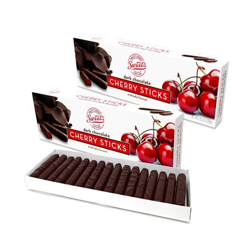 Snackivore Sweet Candy Dark Chocolate Candy Sticks Cherry 2 Pack- Dark Chocolate Cherry Sticks, Sweets Cherry Sticks, Dark Chocolate Cherry Sticks, Cherry Chocolate Candy