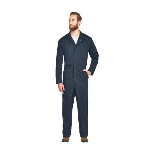 Bulwark Flame Resistant 9 oz Twill Cotton Excel FR Classic Industrial Coverall with Two Set-In Front Pockets, Navy