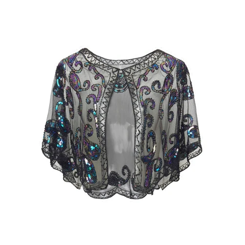 BABEYOND 1920s Shawl Wraps Sequin Beaded Evening Cape Bridal Shawl Bolero Flapper Cover Up