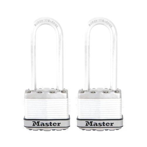 Master Lock M1XTLJ Magnum Heavy Duty Padlock with Key, 2 Pack Keyed-Alike, Steel