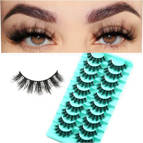 APCYUST Mink Lashes Fluffy Wispy Eyelashes Medium Natural Eye Lash Pack Thick Full Small Strip Eyelash Set Thin Band Russian Strips Lash Extension (Spiky Lash | 11-17mm)