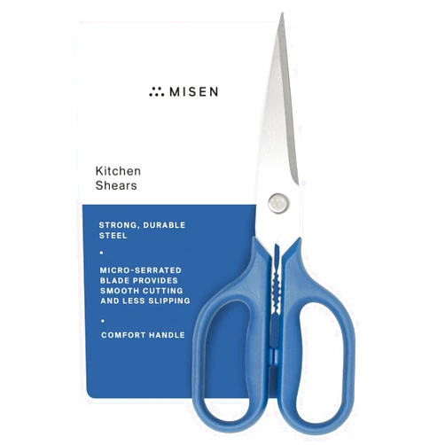Misen Heavy Duty Kitchen Shears - Stainless Steel, Versatile and Easy Clean Scissors for Meat, Herbs and Veggies - Ambidextrous Comfort Handle - Professional Grade - Blue