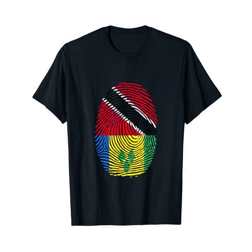 Heritage Vincent and Trinidad Tobago Roots Trinidad and Vincent Fingerprint Half Trini Vincentian Roots T-Shirt