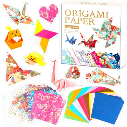 DoodleDoo Origami Paper Kit, Japanese Style Patterns Double Sided Color Origami, 500 Sheet Folding Paper Set, Gift for Kids Boys Girls