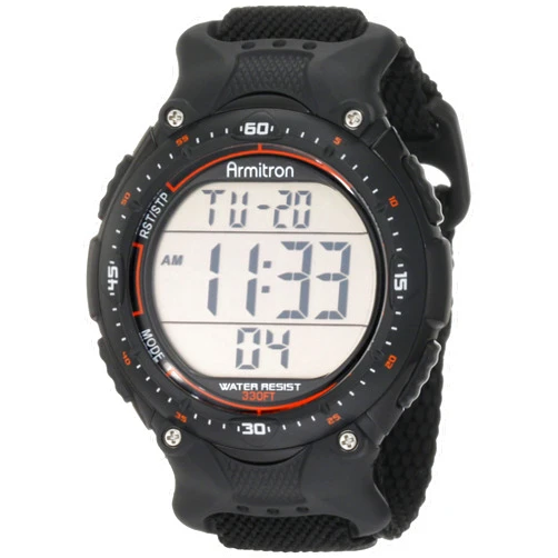 Armitron Sport Men's 408159BLK Chronograph Black Strap Digital Display Watch