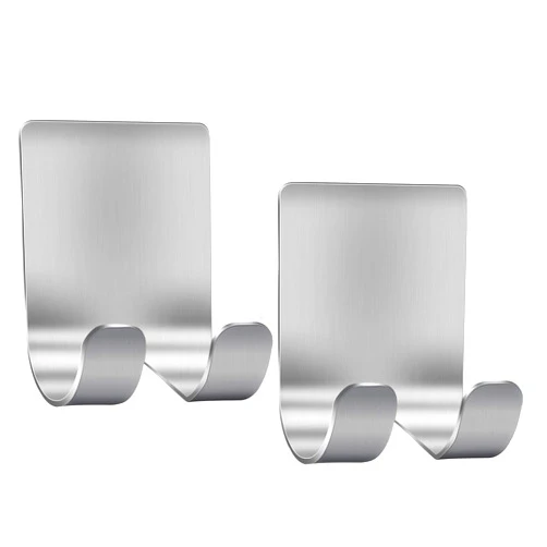 Luckyiren Razor Holder Shaver Hook Hanger Stand(2 Pack)Self Adhesive Stainless Steel Heavy Duty Utility Storage Hook,Shower Hook for Razor,Bathroom Kitchen Organizer for Plug Robe Towel Loofah Bathrobe Coat