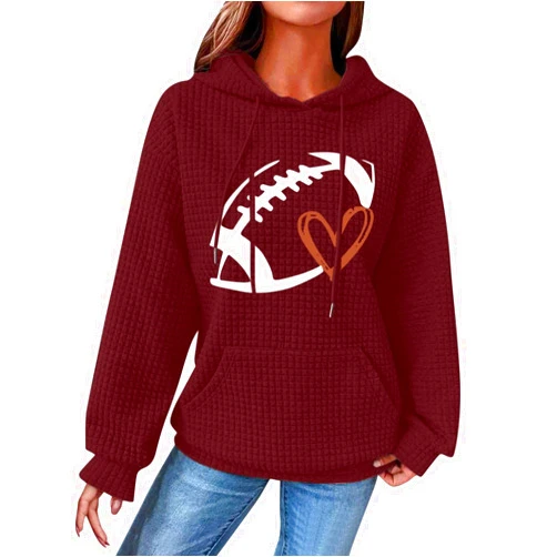 Palaver Womens Casual Waffle Hoodies Crew Neck Long Sleeve Sweatshirts With Pocket Lightweight Pullover Fall Tops