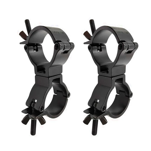 Deergo Stage Lighting Clamp 2 Inch Dual Truss Swivel Coupler Fit For 1.89-2inch OD Pipe Heavy Duty Aluminum Alloy 220 LBs For Par Light Spot Light 2Pack Black