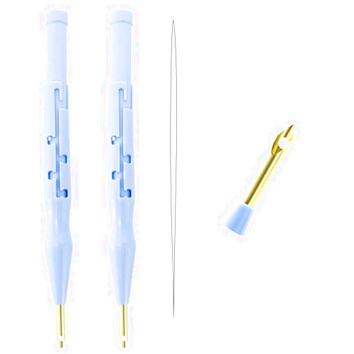 WYBG 2 Pack Adjustable Embroidery Punch Needle Pen Tool, Felting Threader Needle for Embroidery Rug DIY Handmade Art Crafts Stitching Applique Embellishment