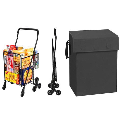 Kiffler Folding Shopping Cart for Groceries with Black Liner