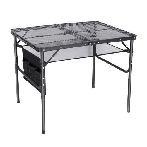 REDCAMP 36x24 Folding Grill Table for Outside, Lightweight Portable Metal Aluminum Outdoor Grill Table with Adjustable Height Legs, Great for Camping Picnic Cooking BBQ, Black 3ft