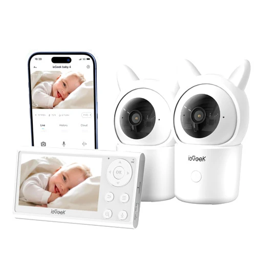 ieGeek Baby Monitor with 2 Cameras, Split-Screen Video Baby Monitor with Audio and 1080P Camera 4.3