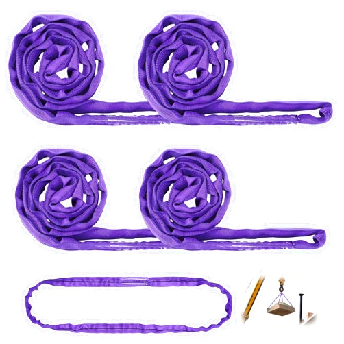 Vincreem 4 Pcs 6' Polyester Endless Round Sling Endless Round Lifting Sling for Hoist Heavy Duty Lifting Straps for Moving Towing Cargo 2204 Lbs Vertical Capacity 2780 Lbs Choker 5562 Lbs Basket